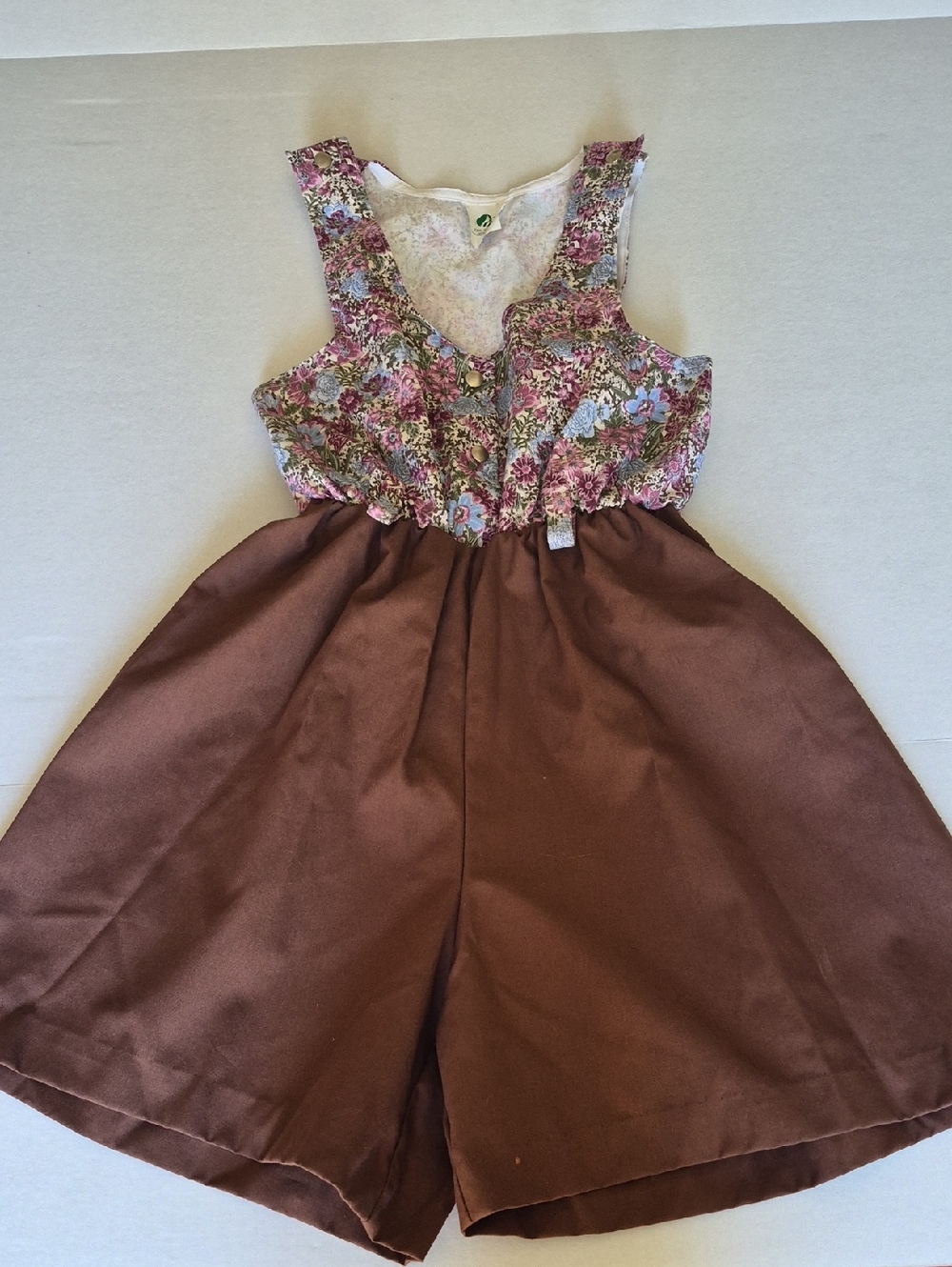 Girl Scouts  Floral Top and Brown Shorts Jumper Brown Size 12